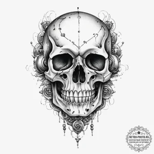 Tattoo sketch bio-mechanical череп, concept a... - эскиз тату (№1757073278_0, 05.09.2025 11:54) — tattoo-photo.ru