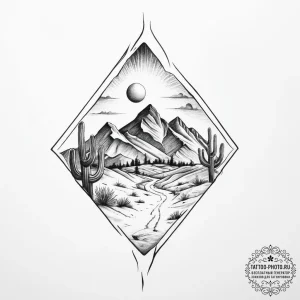 Tattoo sketch desert - эскиз тату (№1757073474_0, 05.09.2025 11:57) — tattoo-photo.ru