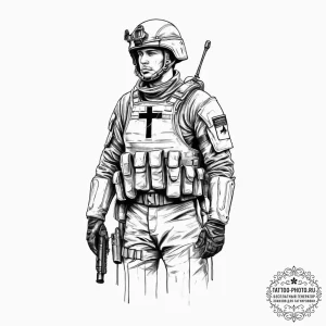 Tattoo sketch soldier with a paper, tattoo li... - эскиз тату (№1757074930_0, 05.09.2025 12:22) — tattoo-photo.ru