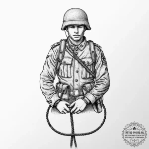 Tattoo sketch soldier with a rope, tattoo dra... - эскиз тату (№1757077508_0, 05.09.2025 13:05) — tattoo-photo.ru