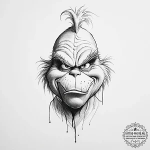 Tattoo sketch the grinch with a paw - эскиз тату (№1757079682_0, 05.09.2025 13:41) — tattoo-photo.ru