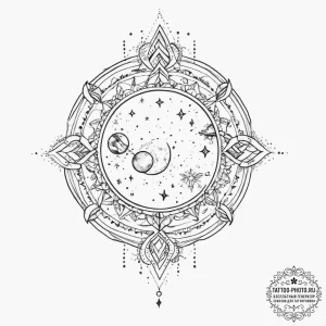 Tattoo sketch cosmic existence - эскиз тату (№1757081883_0, 05.09.2025 14:18) — tattoo-photo.ru