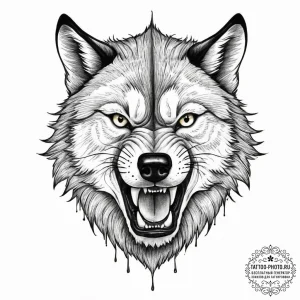 Tattoo sketch wolf snarling, artistic tattoo... - эскиз тату (№1757082688_0, 05.09.2025 14:31) — tattoo-photo.ru
