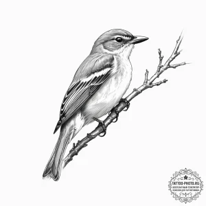 Tattoo sketch white-eyed vireo, artistic tatt... - эскиз тату (№1757085325_0, 05.09.2025 15:15) — tattoo-photo.ru