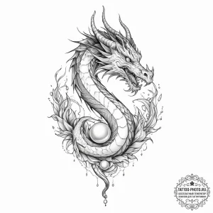 Tattoo sketch dragon with a pearl, tattoo ske... - эскиз тату (№1757086335_0, 05.09.2025 15:32) — tattoo-photo.ru