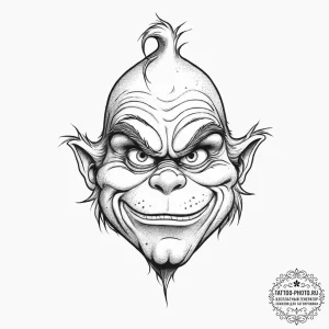 Tattoo sketch the grinch with a hand, tattoo... - эскиз тату (№1757087157_0, 05.09.2025 15:45) — tattoo-photo.ru