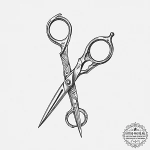 Tattoo sketch scissors with a ribbon, ink ill... - эскиз тату (№1757088566_0, 05.09.2025 16:09) — tattoo-photo.ru