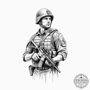 Tattoo sketch soldier with a pencil, ink illu... - эскиз тату (№1757089785_0, 05.09.2025 16:29) — tattoo-photo.ru