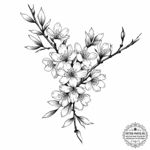 Tattoo sketch cherry blossom branch - эскиз тату (№1757089983_0, 05.09.2025 16:33) — tattoo-photo.ru