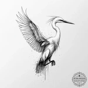 Tattoo sketch egret, artistic tattoo sketch,... - эскиз тату (№1757090581_0, 05.09.2025 16:43) — tattoo-photo.ru