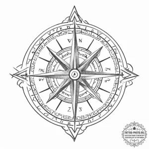 Tattoo sketch vegvisir compass - эскиз тату (№1757091595_0, 05.09.2025 16:59) — tattoo-photo.ru