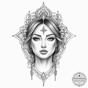 Tattoo sketch blessed being - эскиз тату (№1757091991_0, 05.09.2025 17:06) — tattoo-photo.ru