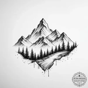 Tattoo sketch mountain - эскиз тату (№1757092389_0, 05.09.2025 17:13) — tattoo-photo.ru