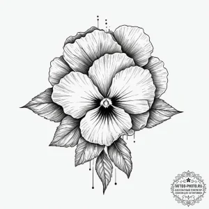 Tattoo sketch pansy, ink illustration for tat... - эскиз тату (№1757095189_0, 05.09.2025 17:59) — tattoo-photo.ru