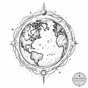 Tattoo sketch cosmic earth - эскиз тату (№1757095791_0, 05.09.2025 18:09) — tattoo-photo.ru