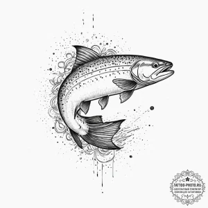 Tattoo sketch puns a trout that says "i'm a t... - эскиз тату (№1757101243_0, 05.09.2025 19:40) — tattoo-photo.ru