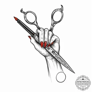 Tattoo sketch hands with a scissors, concept... - эскиз тату (№1757103649_0, 05.09.2025 20:20) — tattoo-photo.ru