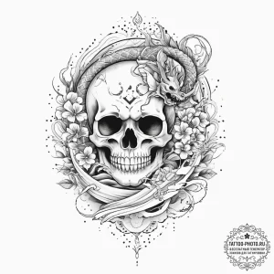 Tattoo sketch череп с астрологией, concept ar... - эскиз тату (№1757109050_0, 05.09.2025 21:50) — tattoo-photo.ru
