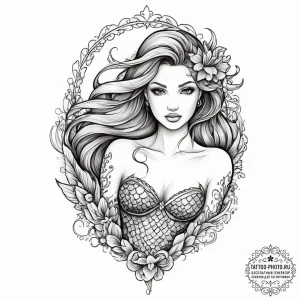 Tattoo sketch узор в виде русалки, tattoo dra... - эскиз тату (№1757109659_0, 05.09.2025 22:00) — tattoo-photo.ru