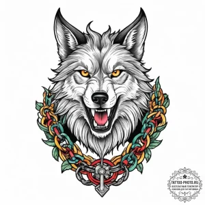 Tattoo sketch fenrir breaking chains, tattoo... - эскиз тату (№1757109863_0, 05.09.2025 22:04) — tattoo-photo.ru