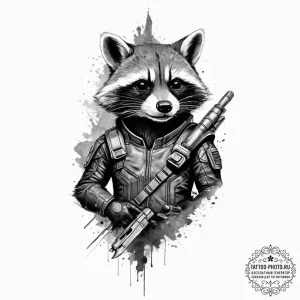 Tattoo sketch guardians of the galaxy rocket... - эскиз тату (№1757110460_0, 05.09.2025 22:14) — tattoo-photo.ru
