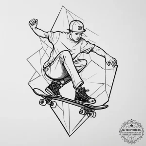 Tattoo sketch skater skate park scene, tattoo... - эскиз тату (№1757110866_0, 05.09.2025 22:21) — tattoo-photo.ru