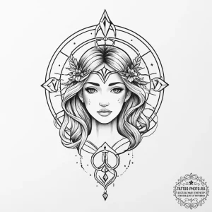 Tattoo sketch virgo zodiac symbol - эскиз тату (№1757113083_0, 05.09.2025 22:58) — tattoo-photo.ru