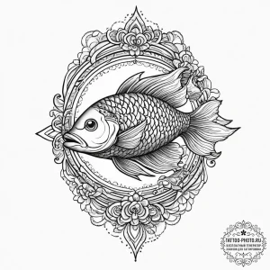 Tattoo sketch лайнворк с рыбами, concept art... - эскиз тату (№1757113881_0, 05.09.2025 23:11) — tattoo-photo.ru