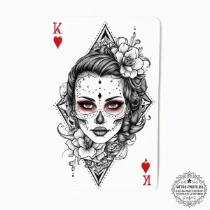 Tattoo sketch rockabilly playing cards, conce... - эскиз тату (№1757114077_0, 05.09.2025 23:14) — tattoo-photo.ru