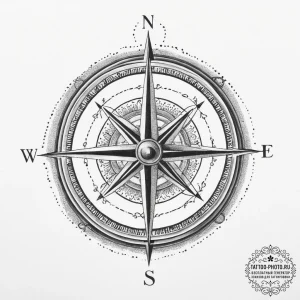Tattoo sketch compass, tattoo line art, dotwo... - эскиз тату (№1757117113_0, 06.09.2025 00:05) — tattoo-photo.ru