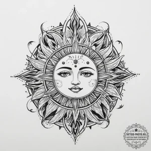 Tattoo sketch sun tattoo, tattoo flash sheet... - эскиз тату (№1757120510_0, 06.09.2025 01:01) — tattoo-photo.ru