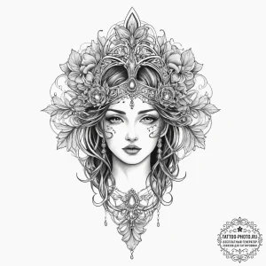 Tattoo sketch holy person, tattoo drawing out... - эскиз тату (№1757122725_0, 06.09.2025 01:38) — tattoo-photo.ru