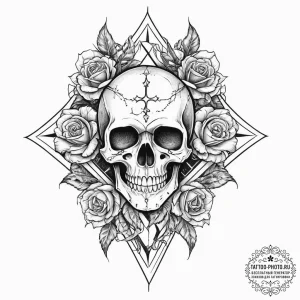 Tattoo sketch hagalaz rune with a skull, tatt... - эскиз тату (№1757123730_0, 06.09.2025 01:55) — tattoo-photo.ru