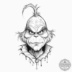 Tattoo sketch the grinch with a tail, tattoo... - эскиз тату (№1757123940_0, 06.09.2025 01:59) — tattoo-photo.ru