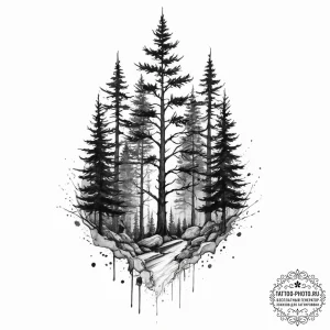 Tattoo sketch forest trees, tattoo line art,... - эскиз тату (№1757124538_0, 06.09.2025 02:08) — tattoo-photo.ru