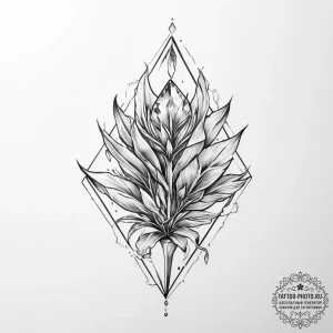 Tattoo sketch crystal plant with a glowing cr... - эскиз тату (№1757124735_0, 06.09.2025 02:12) — tattoo-photo.ru