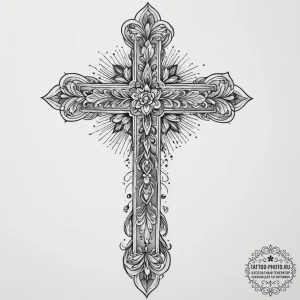 Tattoo sketch chicano крест, artistic tattoo... - эскиз тату (№1757125131_0, 06.09.2025 02:18) — tattoo-photo.ru