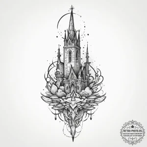 Tattoo sketch spire, tattoo line art, clean l... - эскиз тату (№1757133600_0, 06.09.2025 04:40) — tattoo-photo.ru
