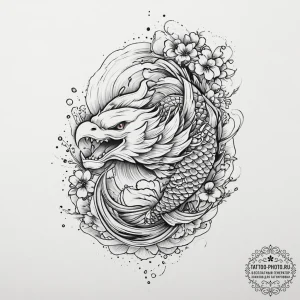Tattoo sketch орел с рыбой, concept art for t... - эскиз тату (№1757133797_0, 06.09.2025 04:43) — tattoo-photo.ru