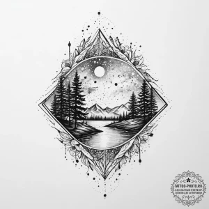 Tattoo sketch road, ink illustration for tatt... - эскиз тату (№1757137720_0, 06.09.2025 05:48) — tattoo-photo.ru
