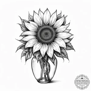 Tattoo sketch sunflower in a vase, concept ar... - эскиз тату (№1757139684_0, 06.09.2025 06:21) — tattoo-photo.ru