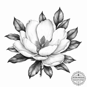 Tattoo sketch magnolia blossom - эскиз тату (№1757139880_0, 06.09.2025 06:24) — tattoo-photo.ru