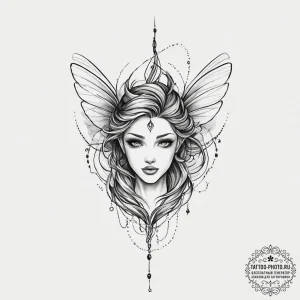 Tattoo sketch fairy tattoo, concept art for t... - эскиз тату (№1757145969_0, 06.09.2025 08:06) — tattoo-photo.ru