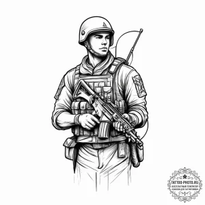 Tattoo sketch soldier with a thread, concept... - эскиз тату (№1757147156_0, 06.09.2025 08:25) — tattoo-photo.ru