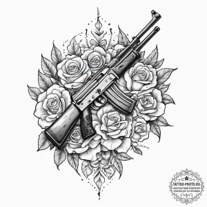 Tattoo sketch kalashnikov rifle, concept art... - эскиз тату (№1757148330_0, 06.09.2025 08:45) — tattoo-photo.ru