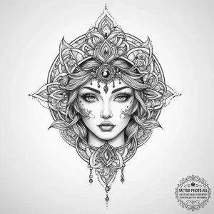 Tattoo sketch mystical image - эскиз тату (№1757149308_0, 06.09.2025 09:01) — tattoo-photo.ru