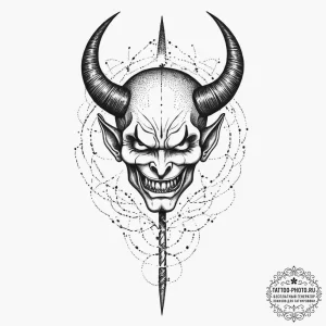 Tattoo sketch devil with a pitchfork, concept... - эскиз тату (№1757154792_0, 06.09.2025 10:33) — tattoo-photo.ru