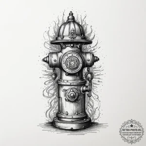 Tattoo sketch firefighter fire hydrant, conce... - эскиз тату (№1757156356_0, 06.09.2025 10:59) — tattoo-photo.ru