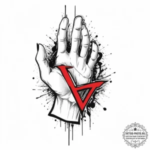 Tattoo sketch hands with a letter, ink illust... - эскиз тату (№1757157335_0, 06.09.2025 11:15) — tattoo-photo.ru