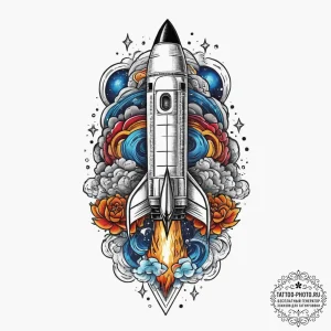 Tattoo sketch space race rocket taking off, t... - эскиз тату (№1757158119_0, 06.09.2025 11:28) — tattoo-photo.ru
